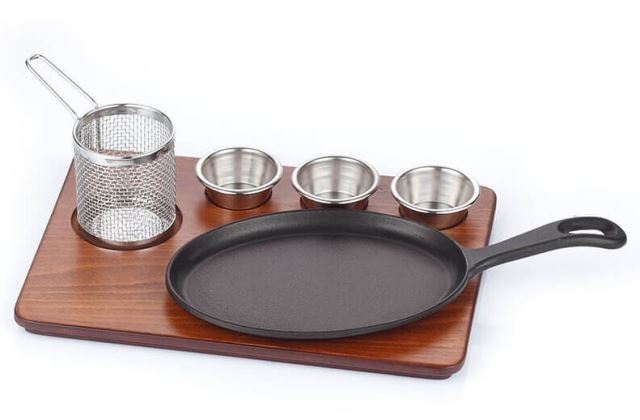 Döküm Demir Büyük Oval Saplı Fajita Sunum Seti