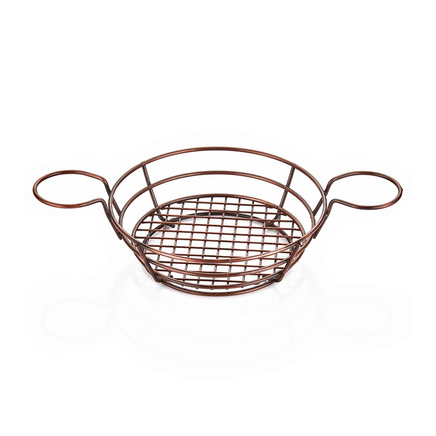 Round Serving Basket - Rustic Copper